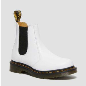 Dr Martens 2976 White Leather Chelsea Boot Women 10 Yellow Stitch